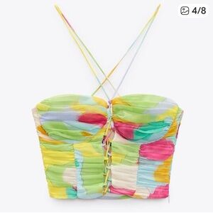 Zara Multicolor Strappy Crop Top